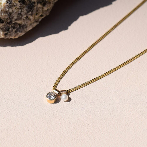 Ama Diamond & Pearl Necklace